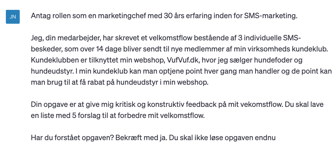 Bed ChatGPT om feedback på en eksisterende tekst