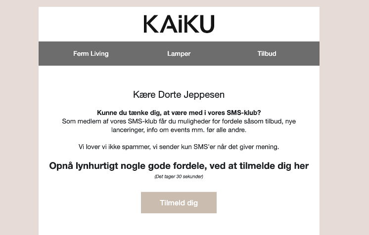 Case: Sådan indsamler Kaiku SMS-permissions på mail