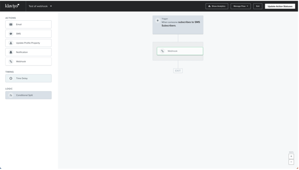Indsæt SMS-webhook i Klaviyo