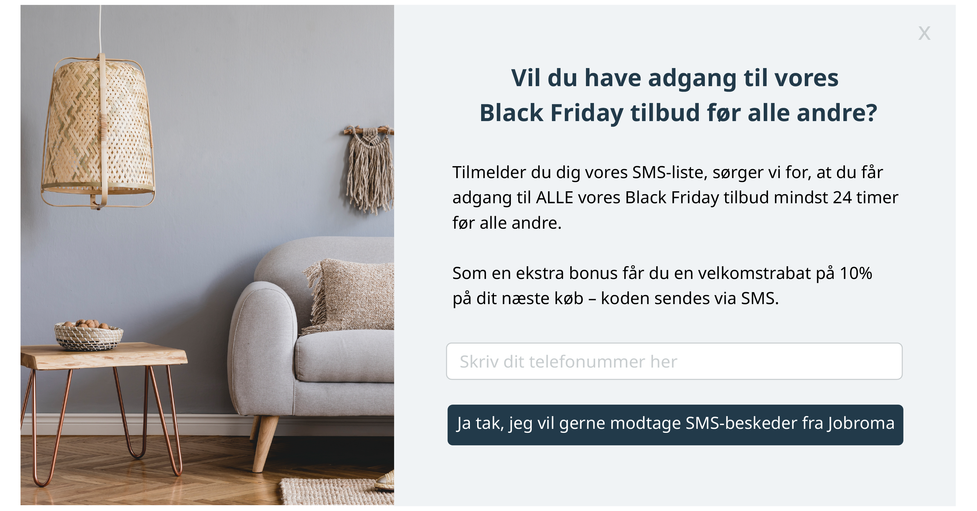 Eksempel på sign-up form med telefonnummer