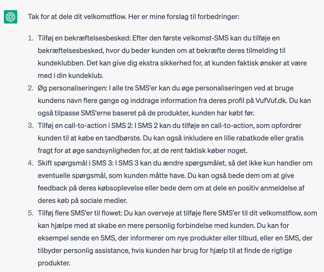 Bed ChatGPT om feedback