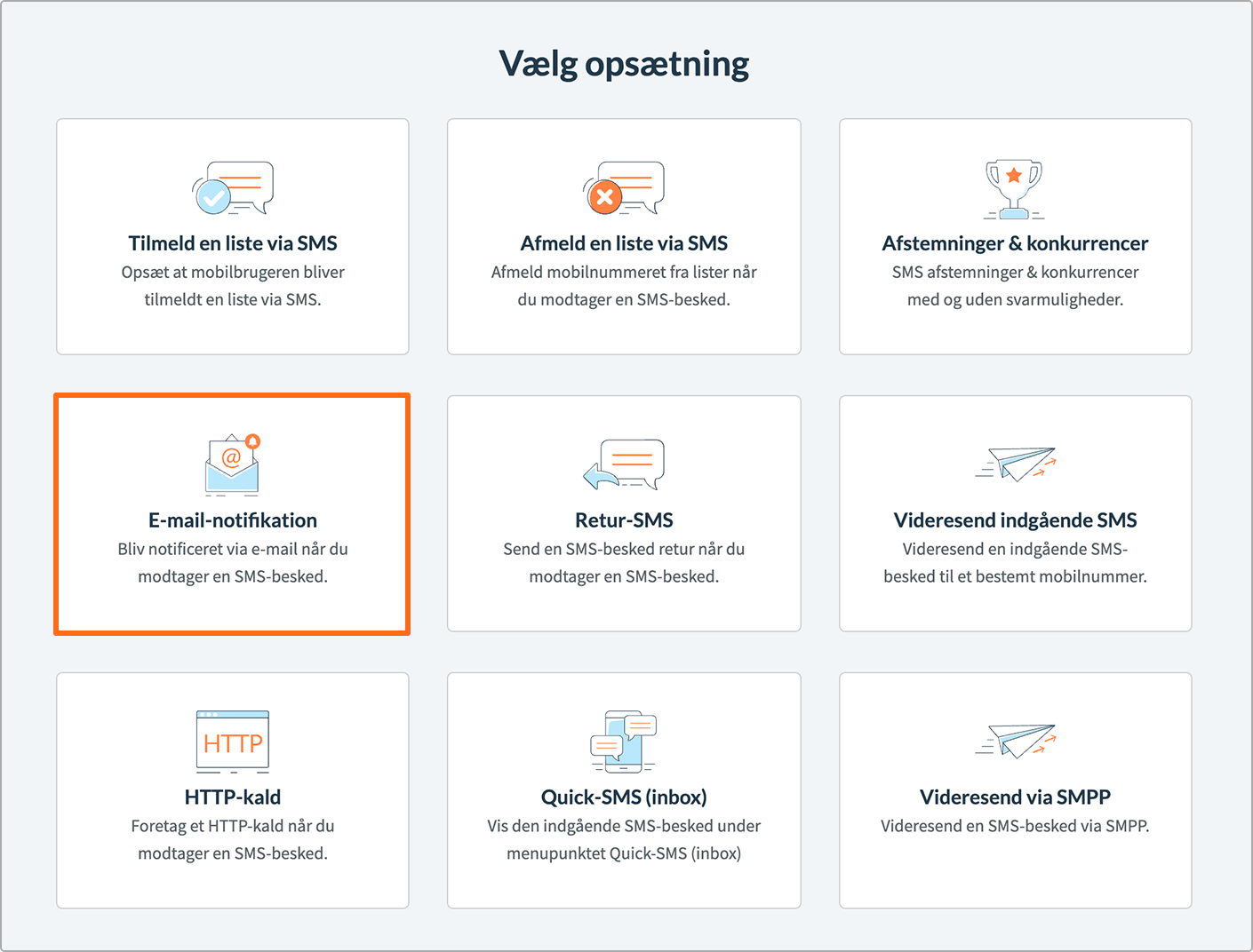 Opsæt SMS til email