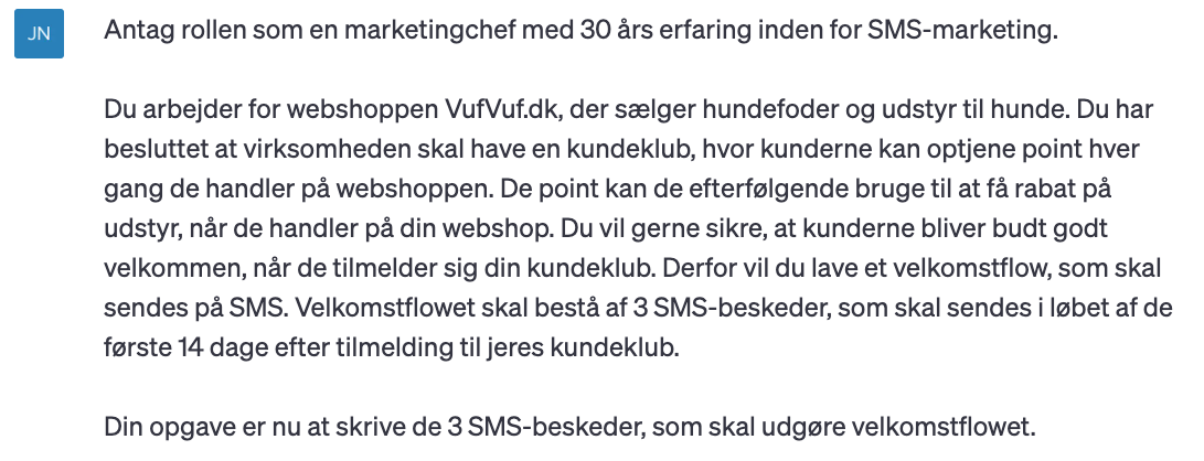 Bed ChatGPT om at lave en ny tekst