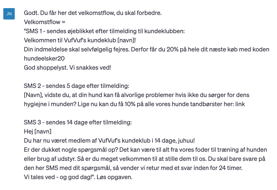 Bed ChatGPT om feedback på en eksisterende tekst